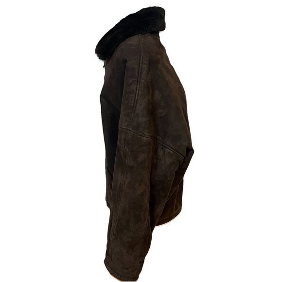 Men's Vintage Suede Faux Fur Lined Jacket Medium Jones New York Sport Bomber - Picture 4 of 8